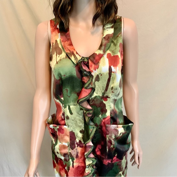 Vera Wang Sleeveless Floral Ruffle Dress - Picture 3 of 8